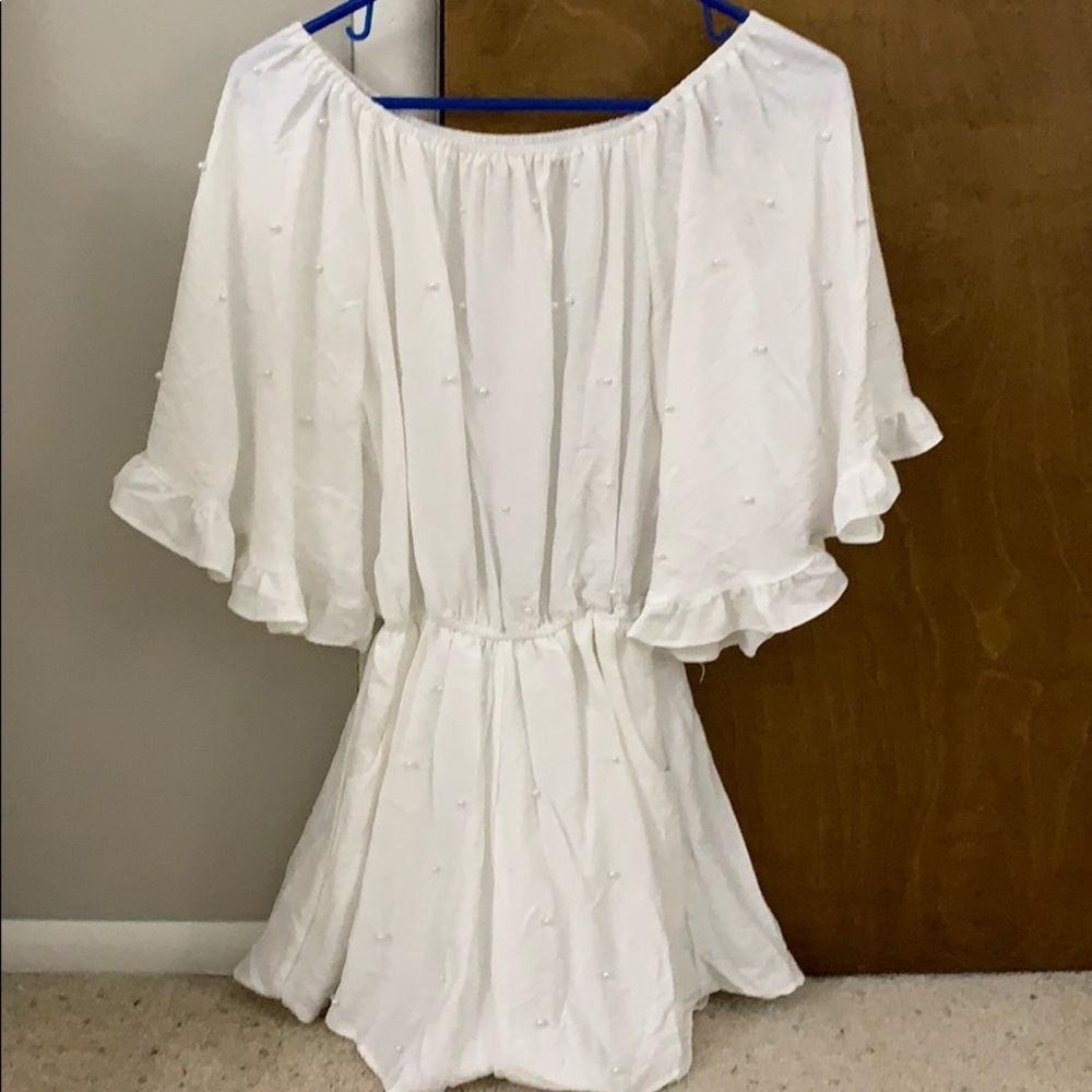 Nasty gal White Romper w/ Pearls